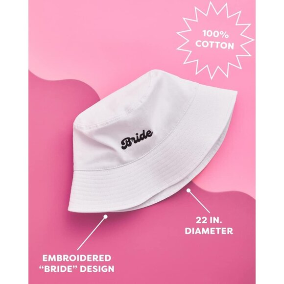 🆕Women White Cotton Bucket Hat Bridal Shower Engagement Party Accessory - Picture 3 of 9